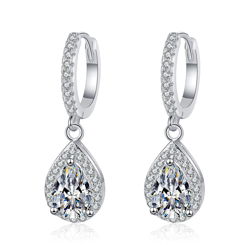 Moissanite Sterling Sier Platinum Plated Classic Water Drop Earrings