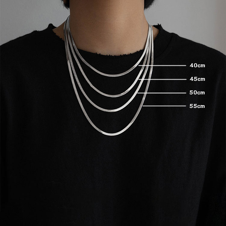 Women's & Men's Simple Blade Snake Bone Flat Clavicle Necklaces