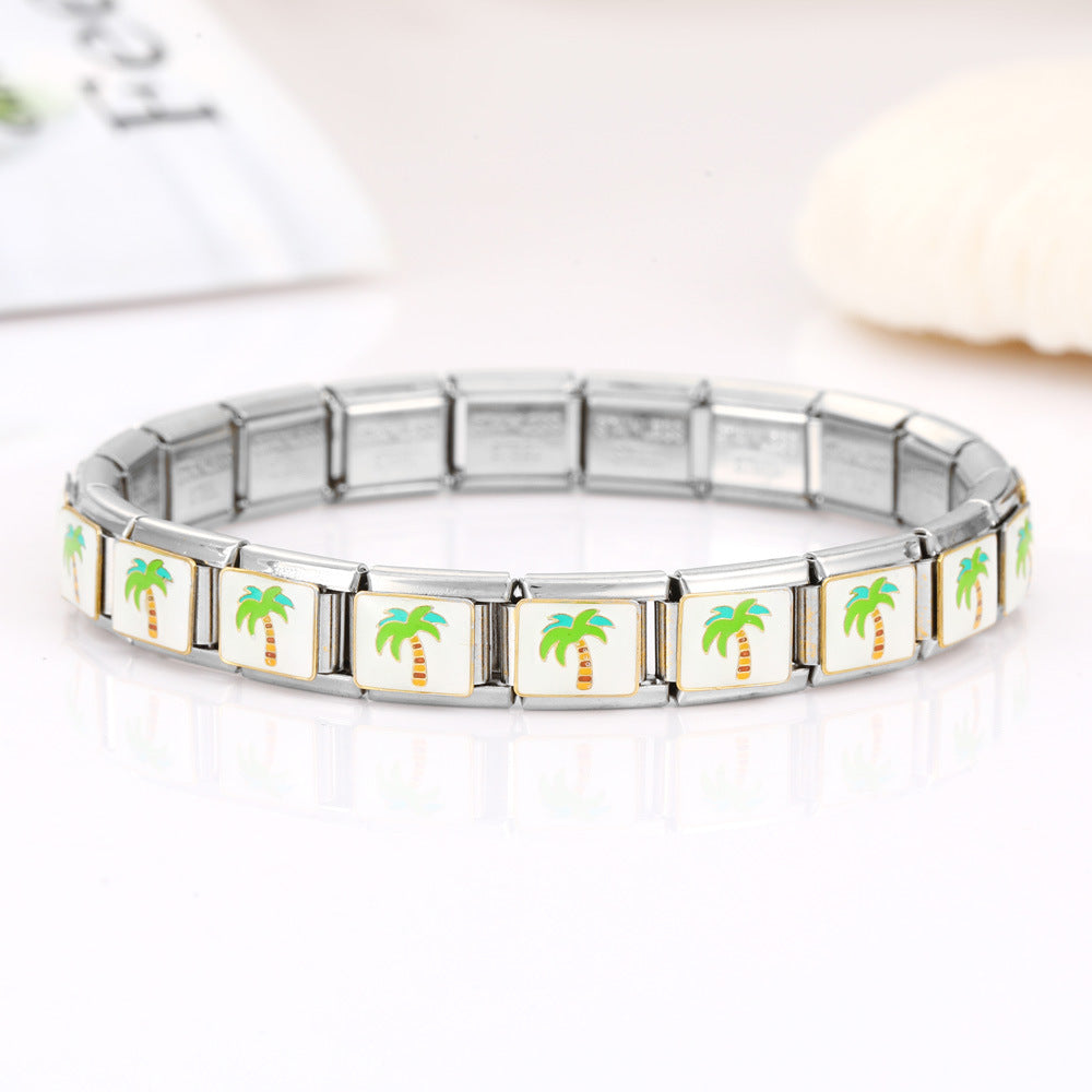 Steel Three-dimensional Module Panda Bicycle Football Holiday Wine Glass Bracelets