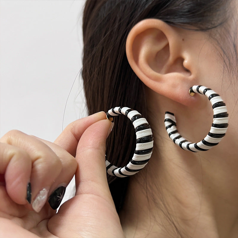 Retro Circle Zebra Print Leopard Elegant Earrings