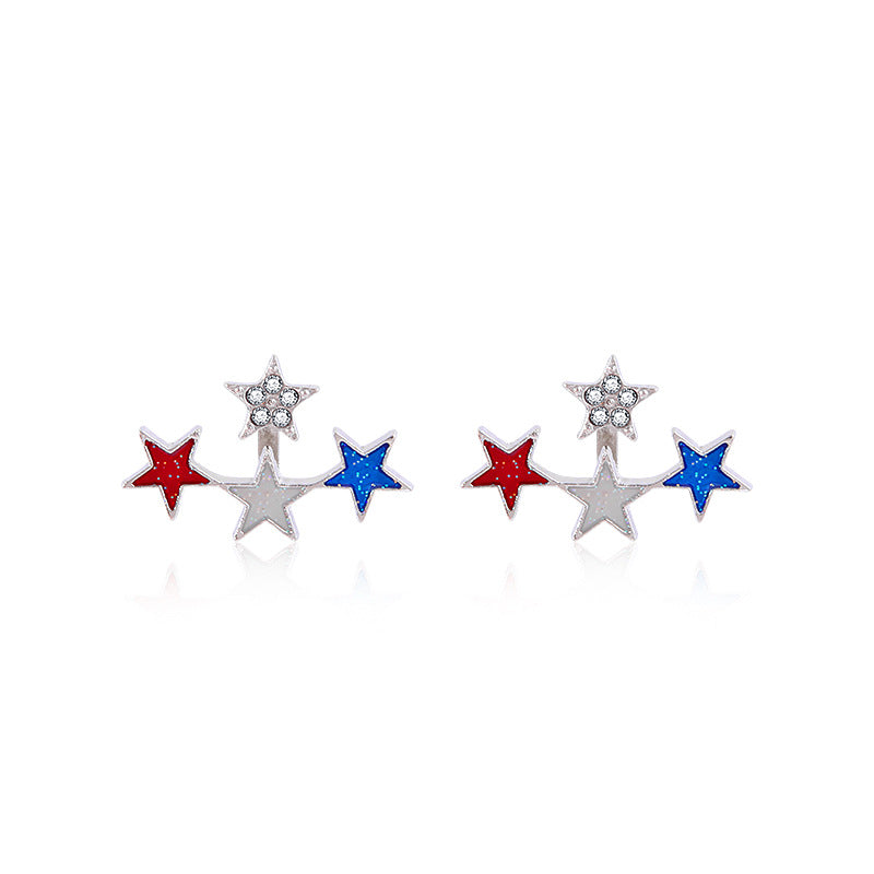 Alloy Dripping Oil Stars Stripes National Rings