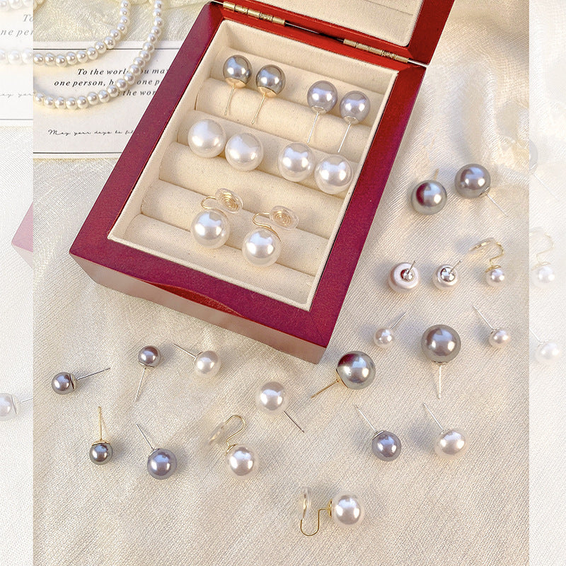 Women's Sier Needle Korean Style French Petite Retro Graceful Imitation Earrings