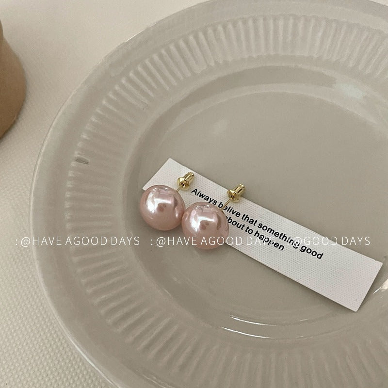 Mermaid Pink Steamed Bread Pearl Design Elegant Earrings