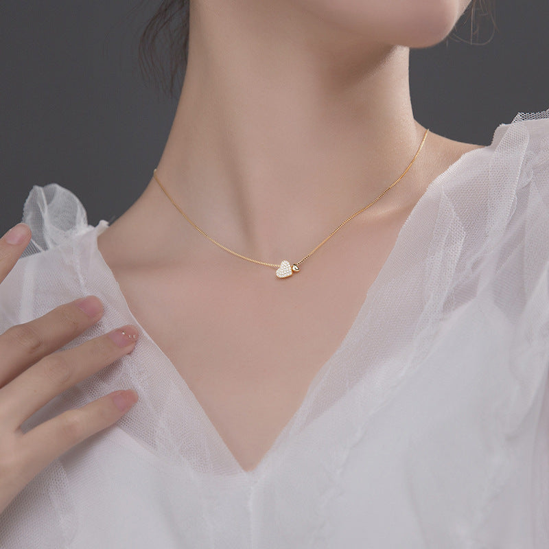 Women's Heart-shaped Korean Style Fresh Sweet Diamond Necklaces