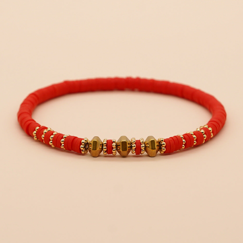 Stone Color Polymer Clay String Beads Bracelets