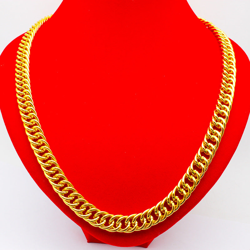 Men's Double Row Chain Domineering Gold Curb Necklaces