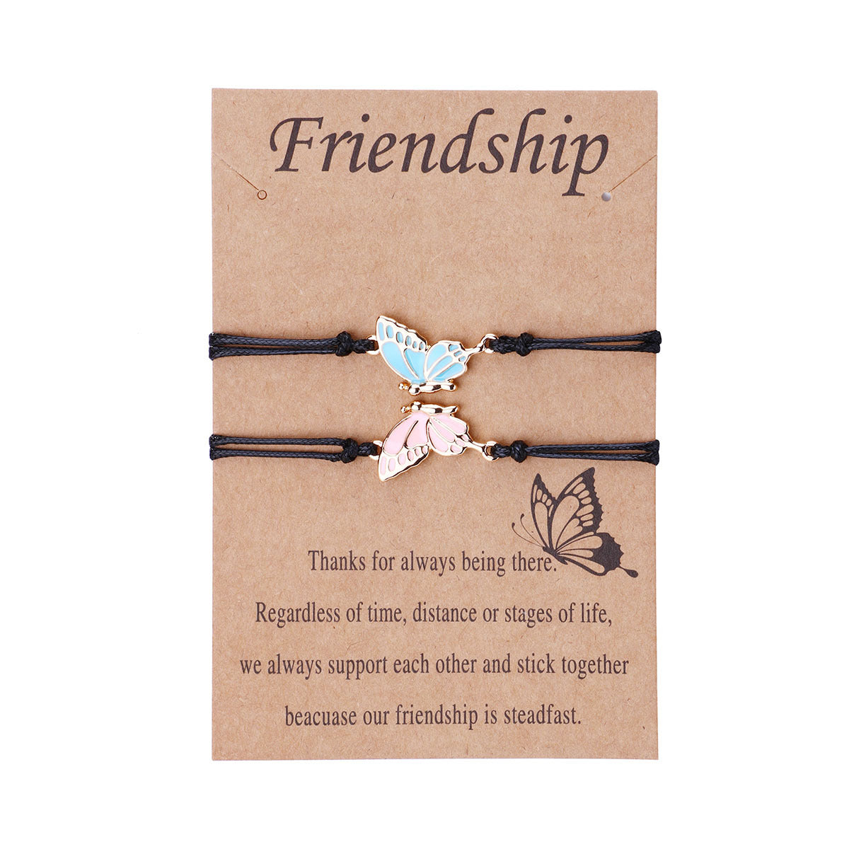 Butterfly Good Friend Alloy Wax Line Woven Friendship Bracelets