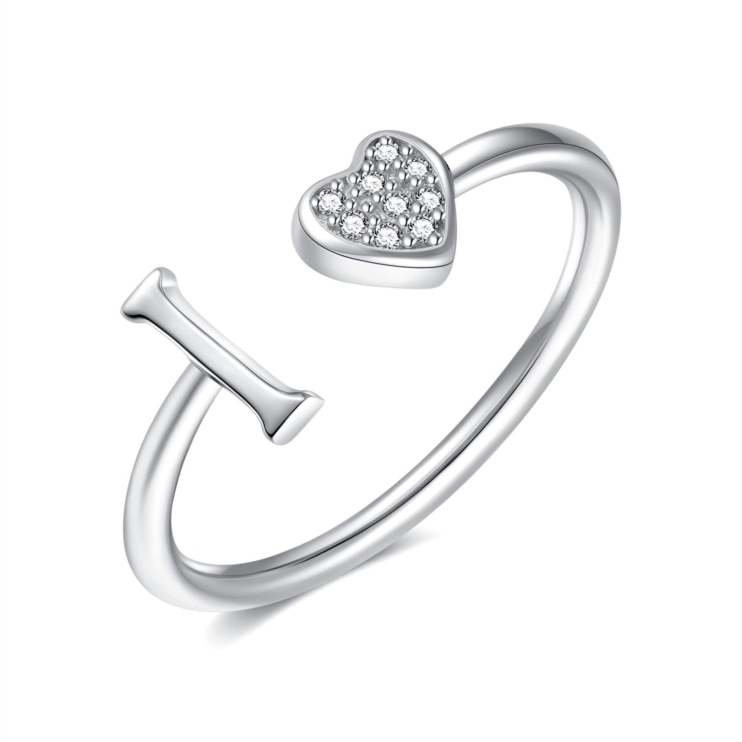 Name First Letters Stackable Zircon Adjustable Rings