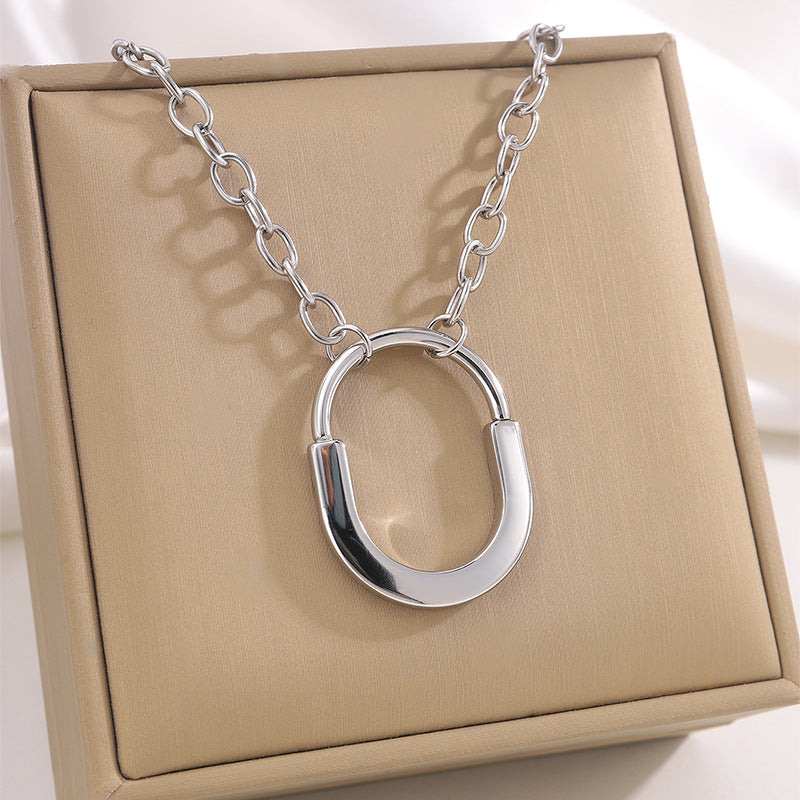 Design Titanium Steel Golden Lock Personalized Necklaces