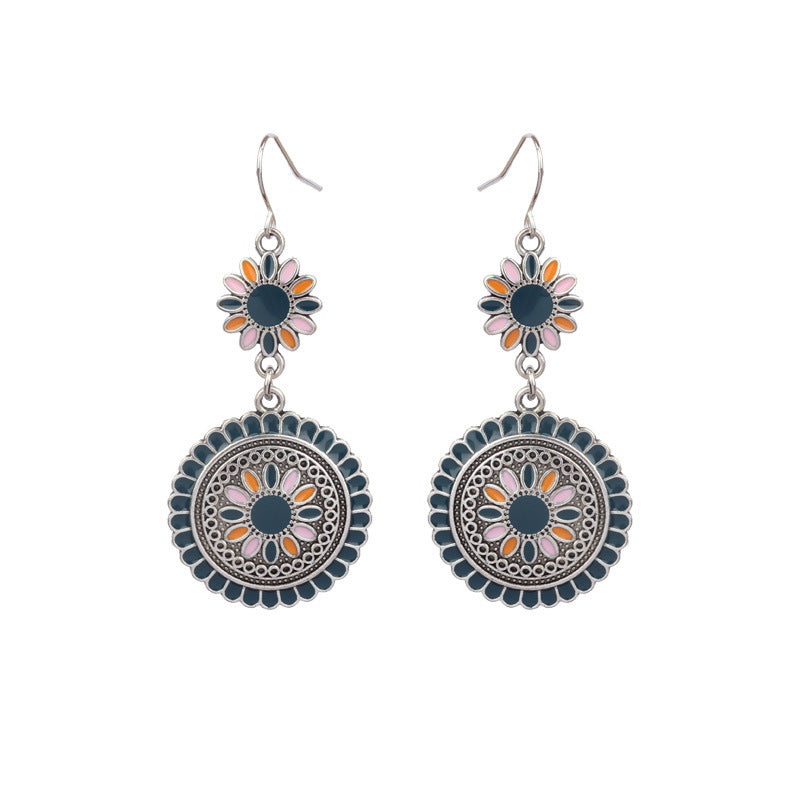 Women's Suit Dripping Geometric Bead Leaves Flower Earrings