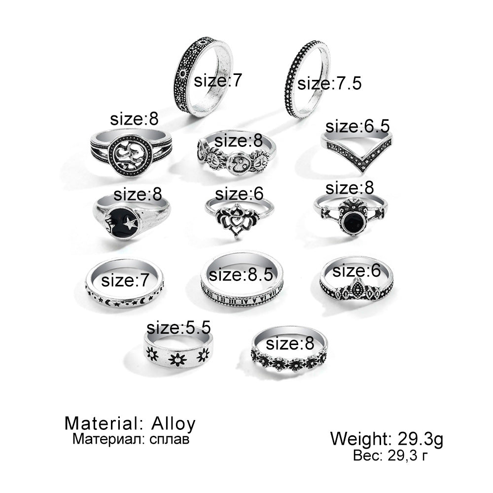 Black Diamond Elephant Skull Flower Snake Rings