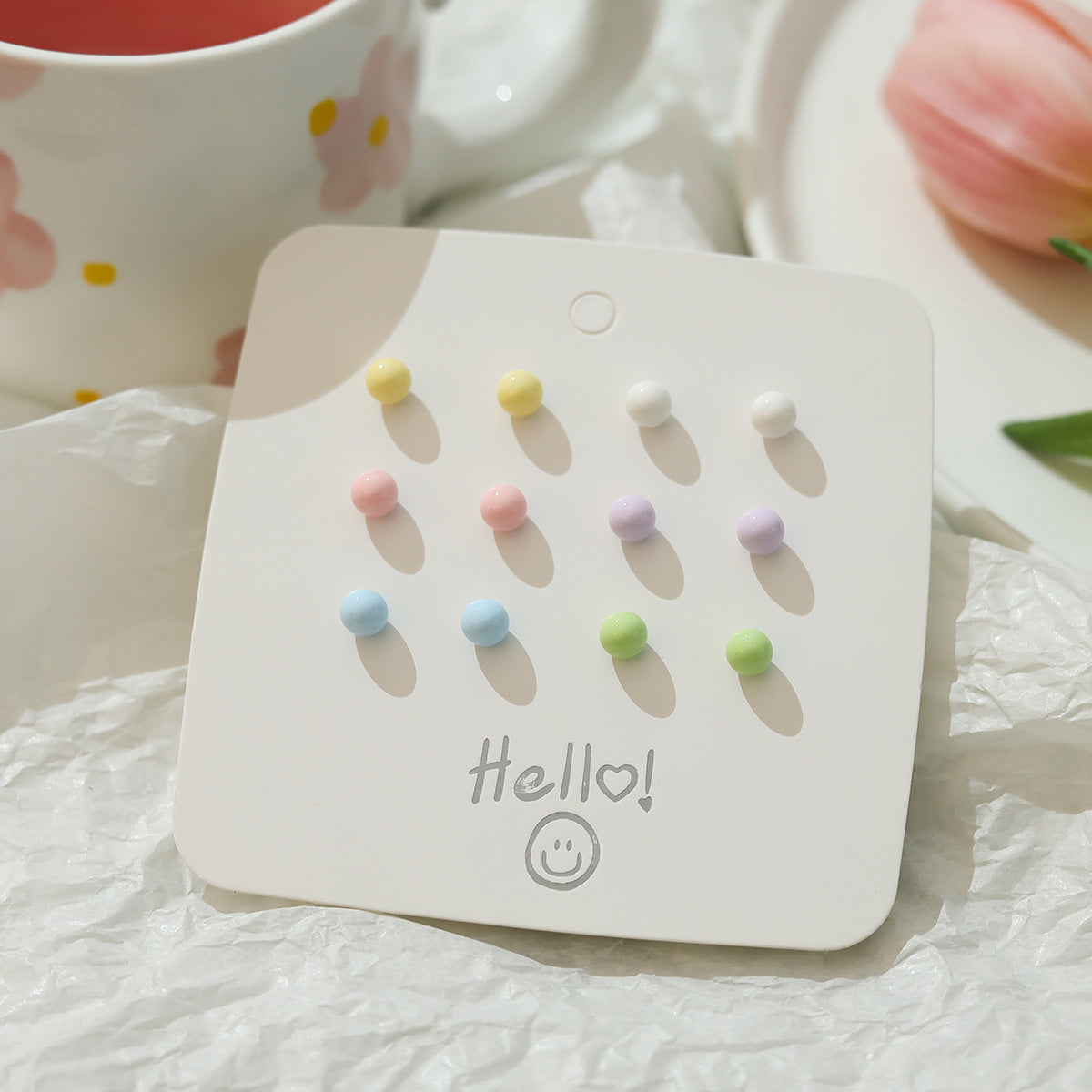 Macaron Color Series Simple Small Earings Set Daily Earrings