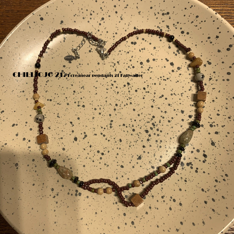 Matching Very Much Autumn Brown Atmosphere Clavicle Necklaces