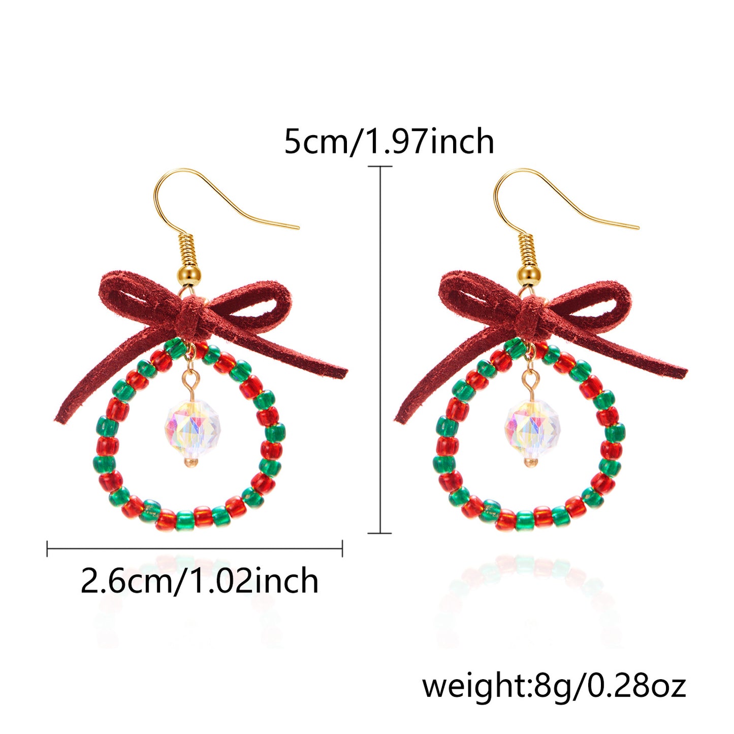 Christmas Accessories Bow Color Matching Female Earrings