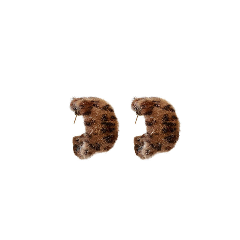 Women's Flocking Leopard Print Geometric Ear Fashion High-grade Earrings