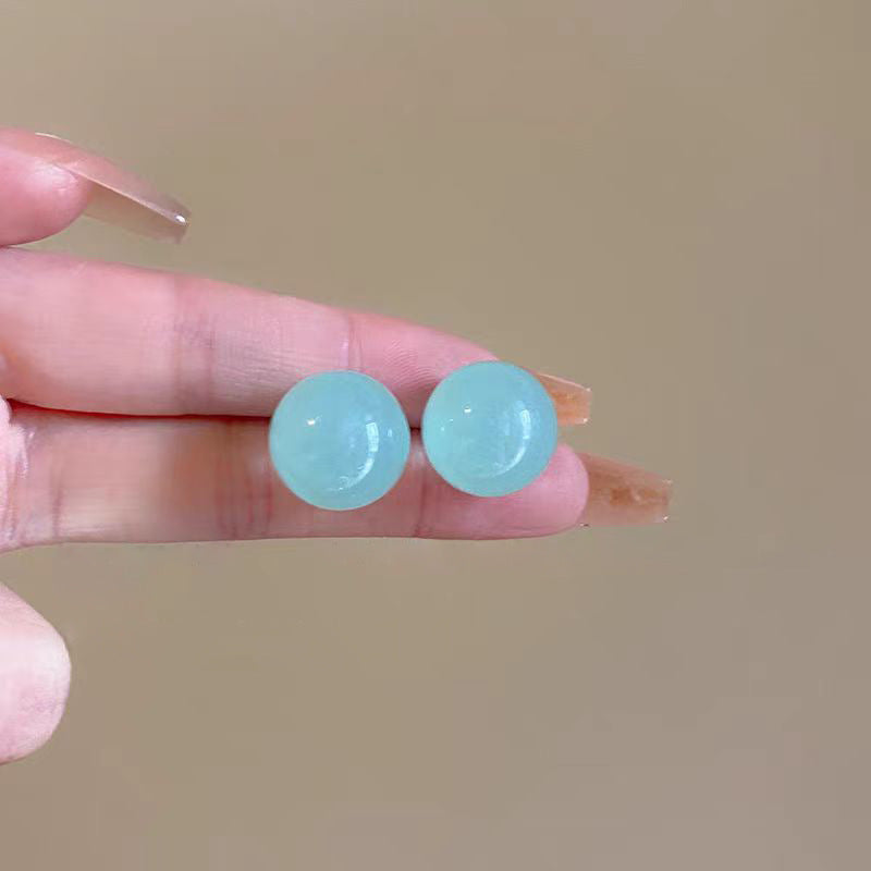 Women's Candy Color Resin Ball For Sweet Small Simple Korean Earrings