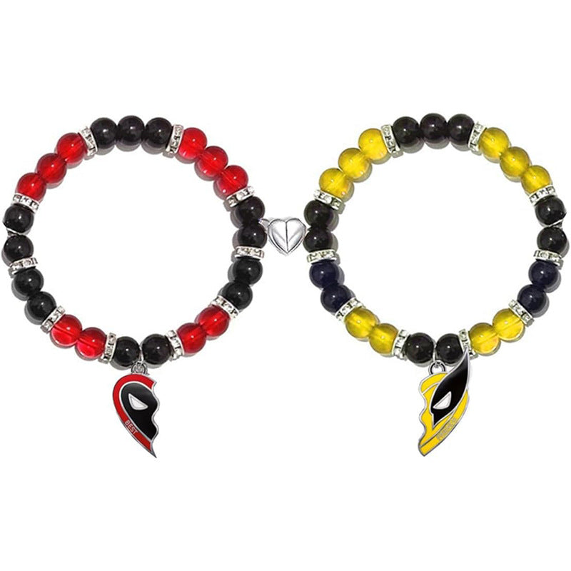 Spider Cat Couple Crystal Opal Magnet Bracelets