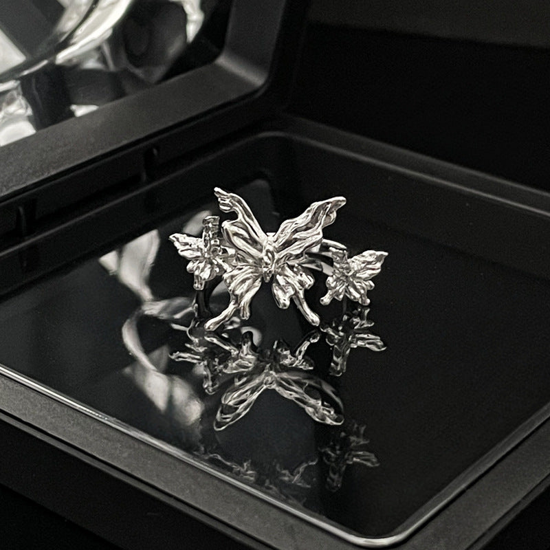 Women's Texture Simple Butterfly Opening Unique Personalized Rings