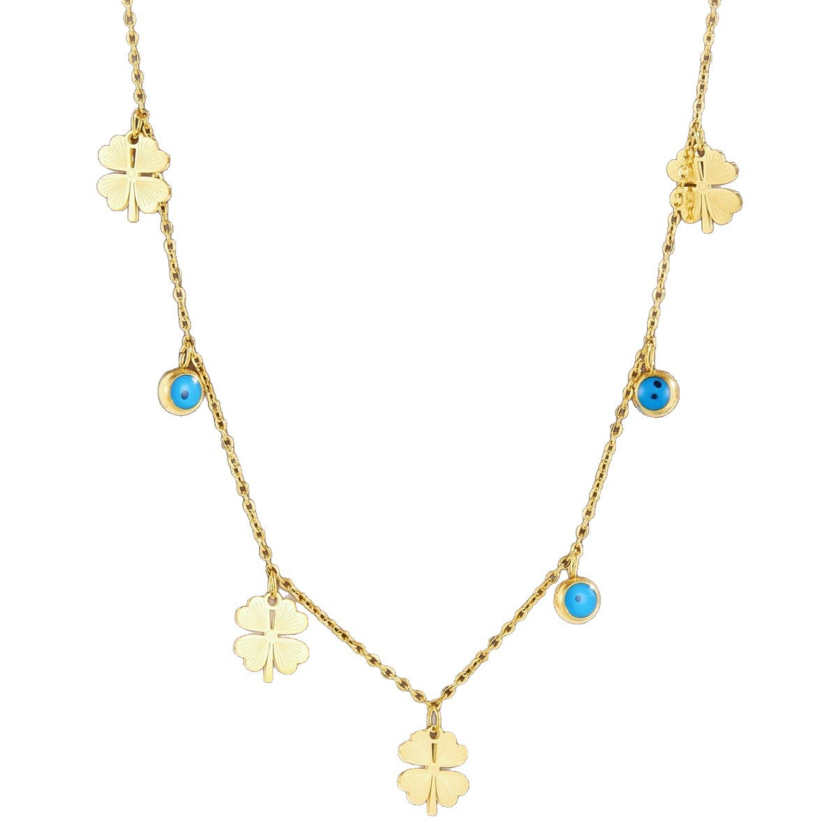 Women's French Stainless Steel Drop-shaped Color Zircon Flower Simple Necklace