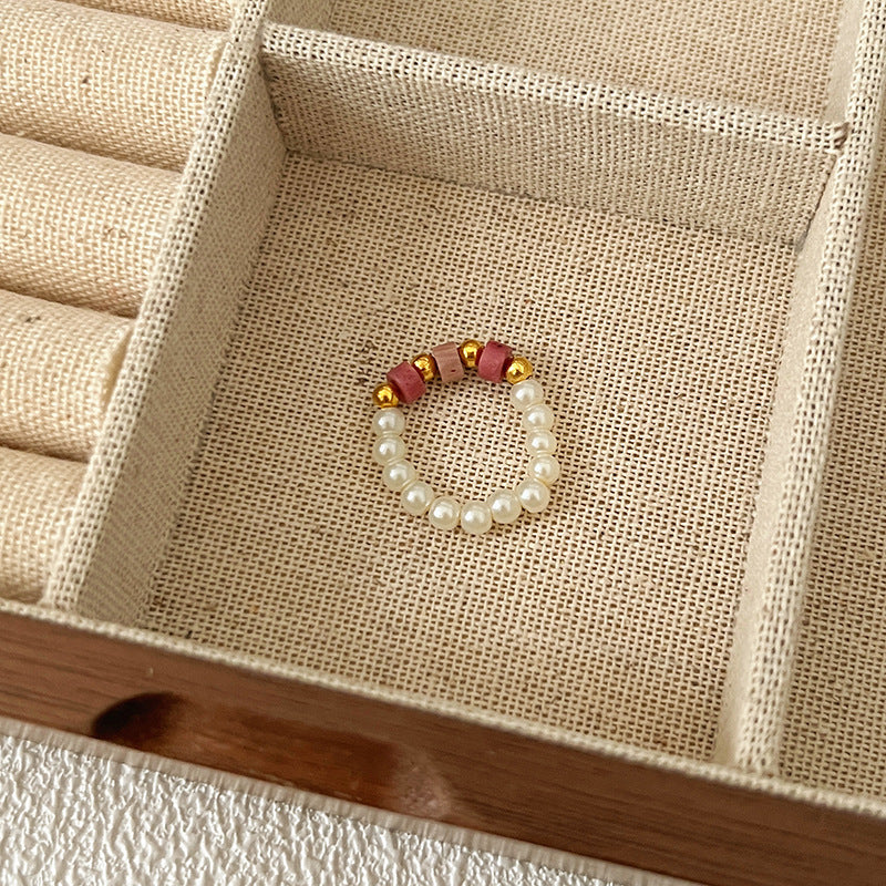 Beads Niche Design Advanced Finger Light Luxury Rings