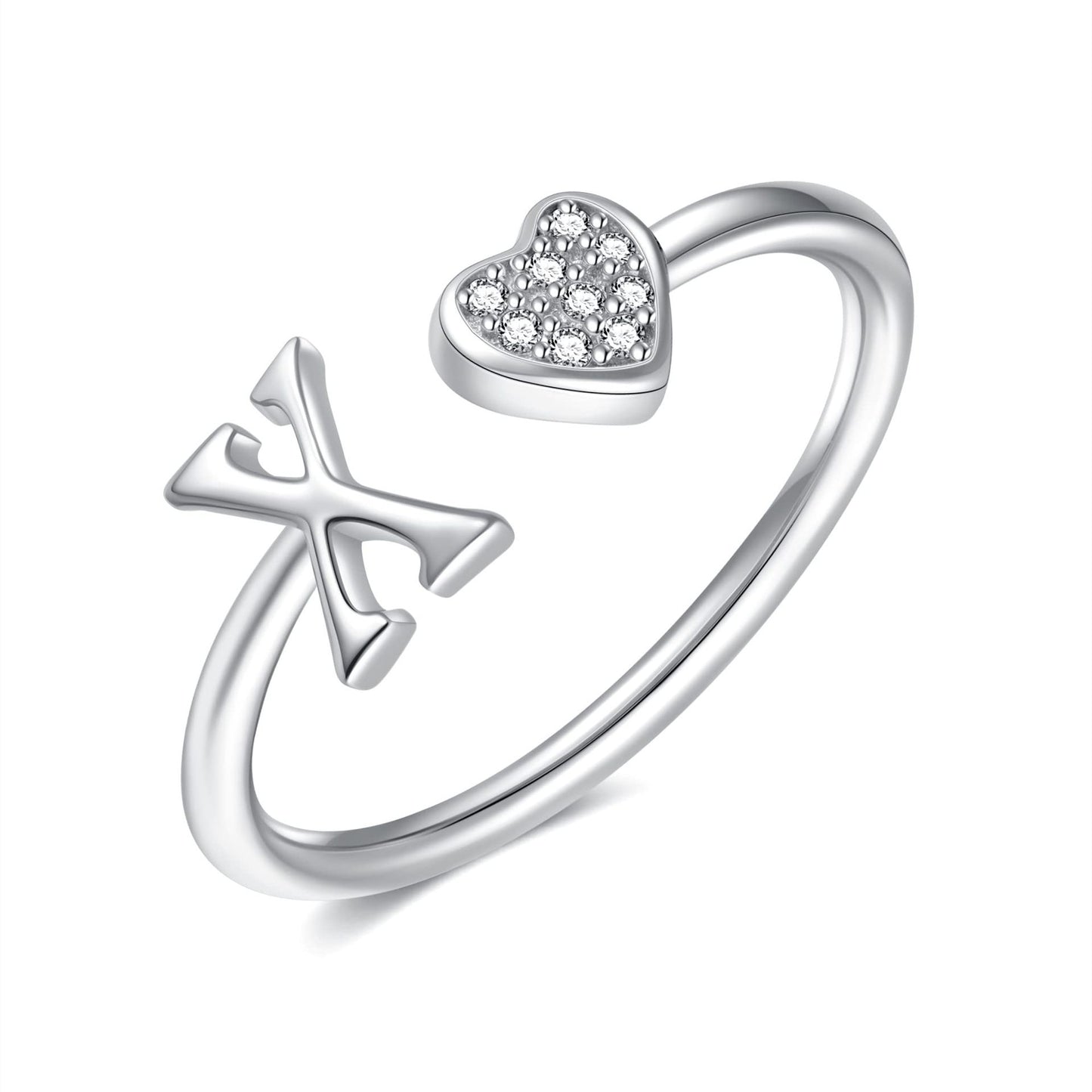Name First Letters Stackable Zircon Adjustable Rings