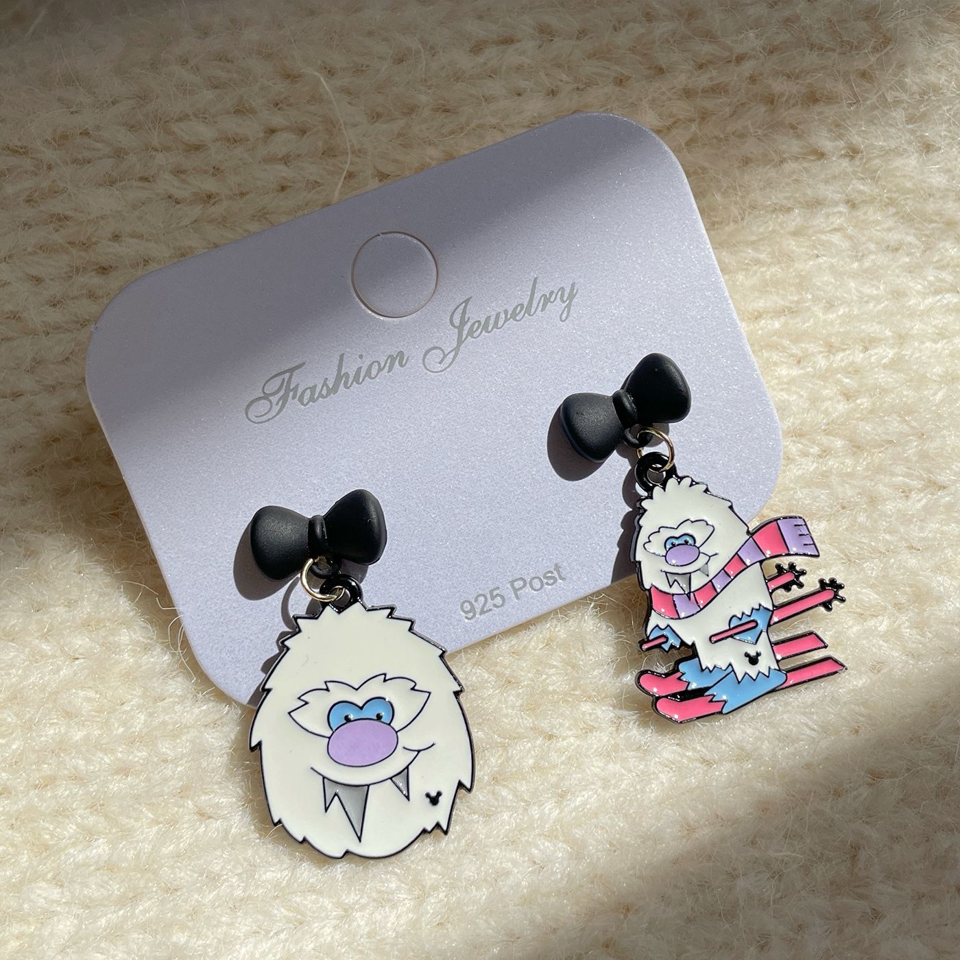 Female Sier Needle Niche Design Cartoon Earrings