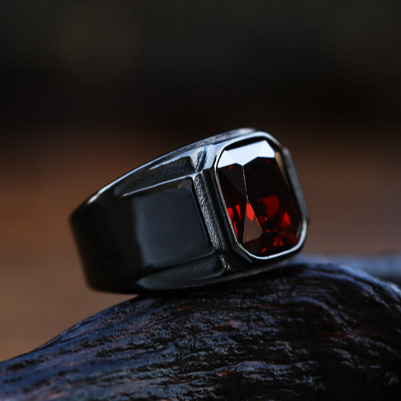 Men's Stainless Steel Electroplated Inlaid Jewel Vintage Rings