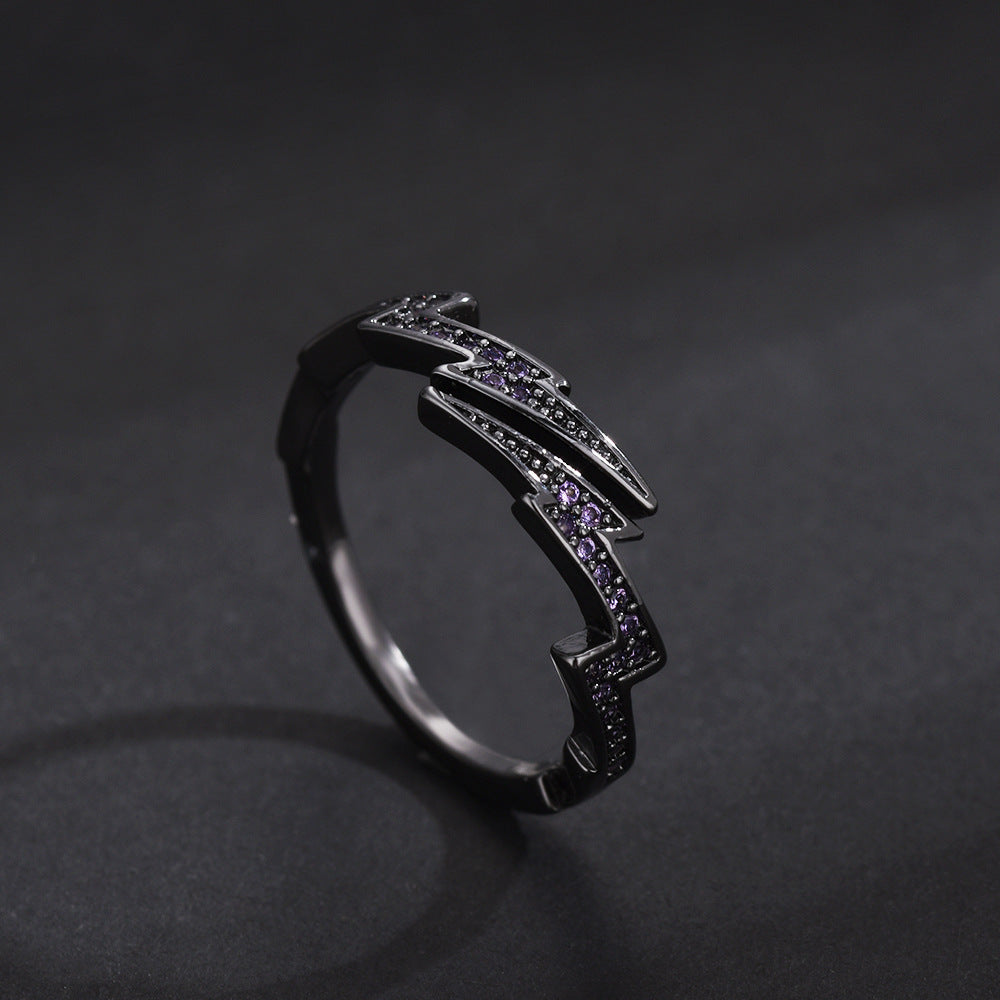 Men's Diamond Lightning Trendy Irregular Ecg Index Rings