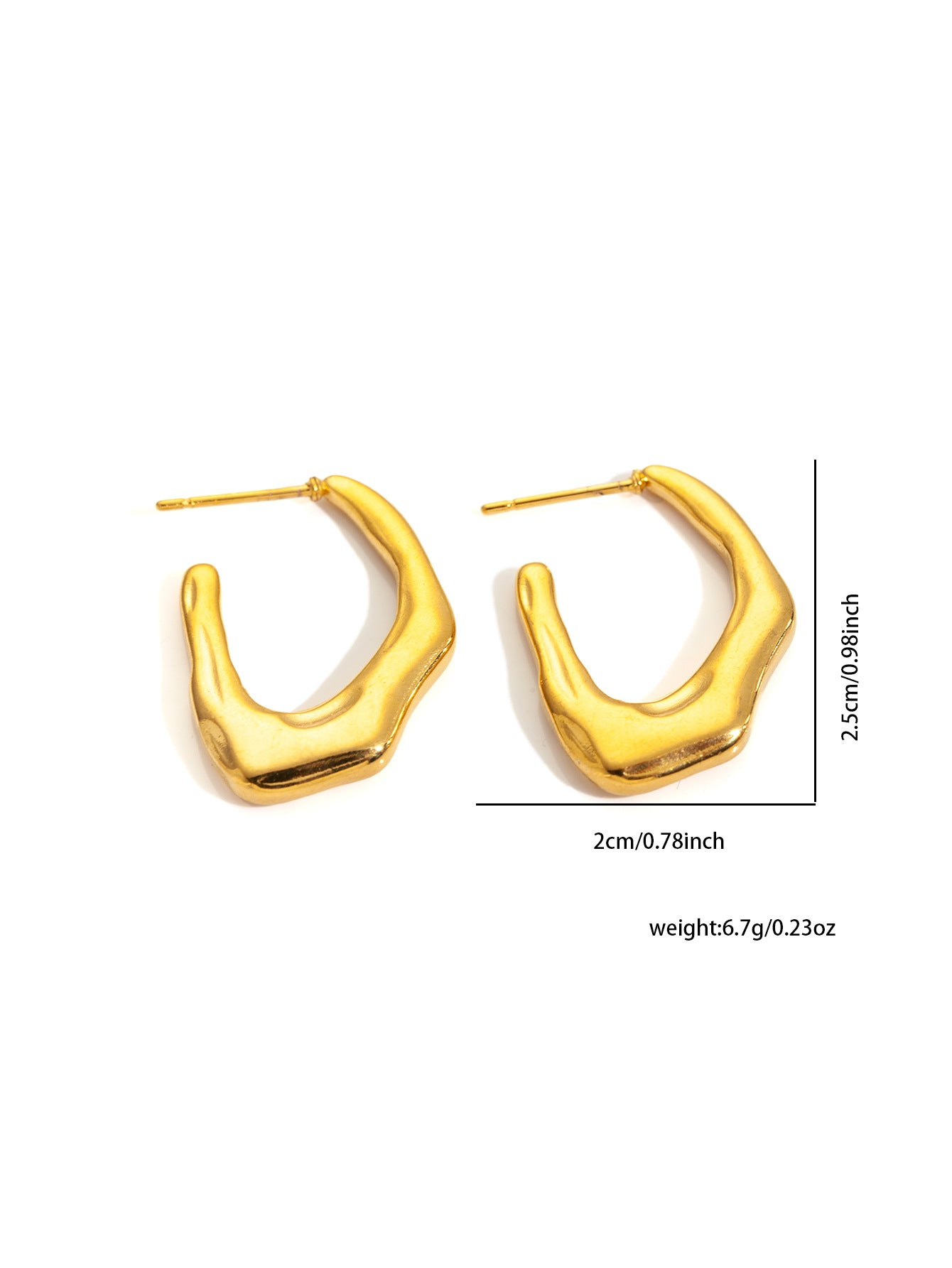 All Match Titanium Steel Gold-plated Texture Irregular Light Luxury Earrings