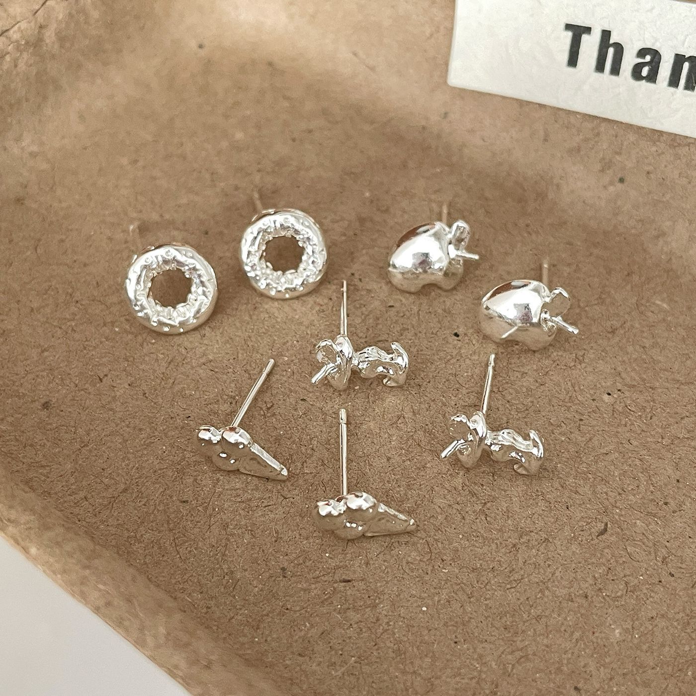 Fun Small Apple Core Female Sier Earrings