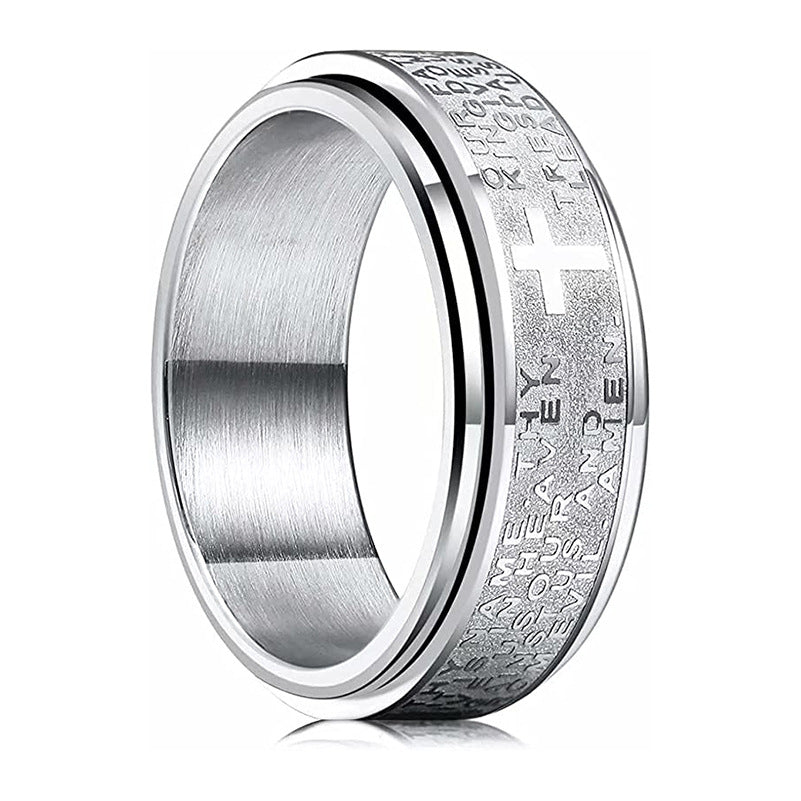 Inspirational Text Titanium Steel Rotatable Hand Rings