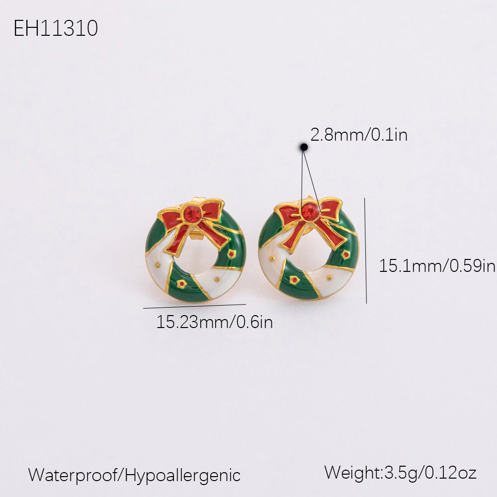 Gold Stainless Steel Christmas Elderly Snowman Necklaces