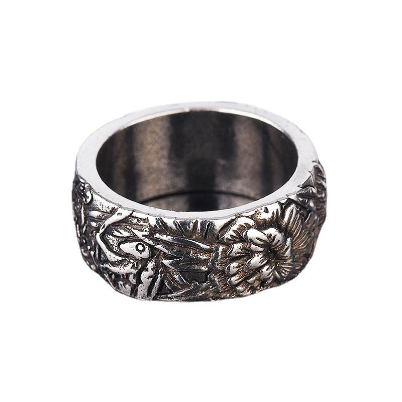 Women's & Men's Animal Cat Catch Mouse Vintage Black Rings