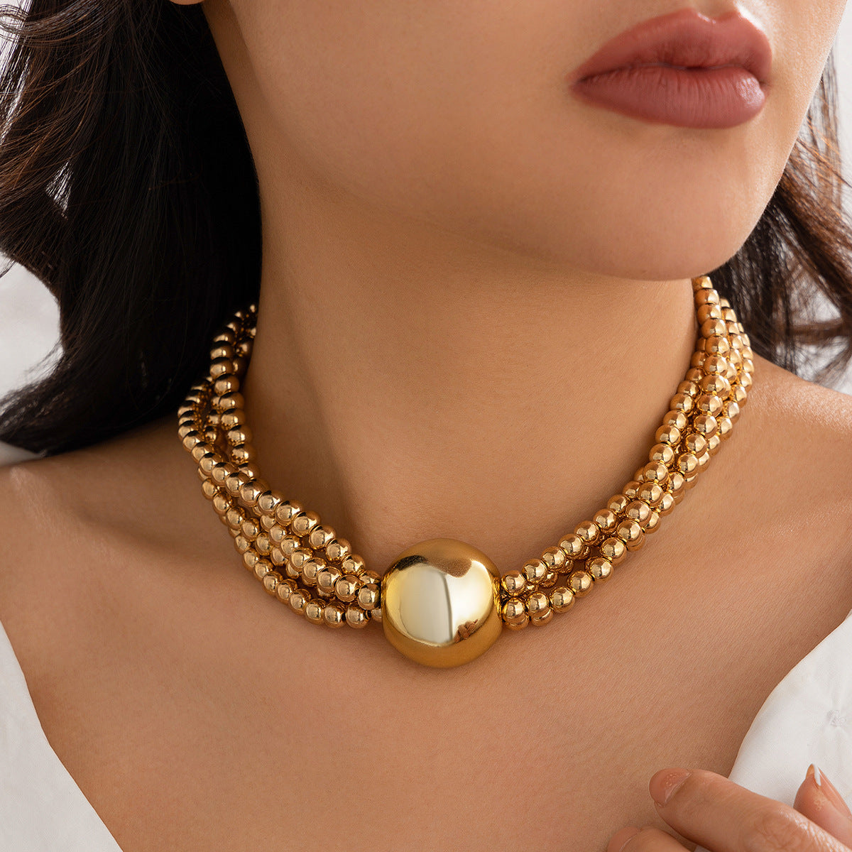 Women's Ornament Exaggerated Ball Clavicle Hip Hop Necklaces