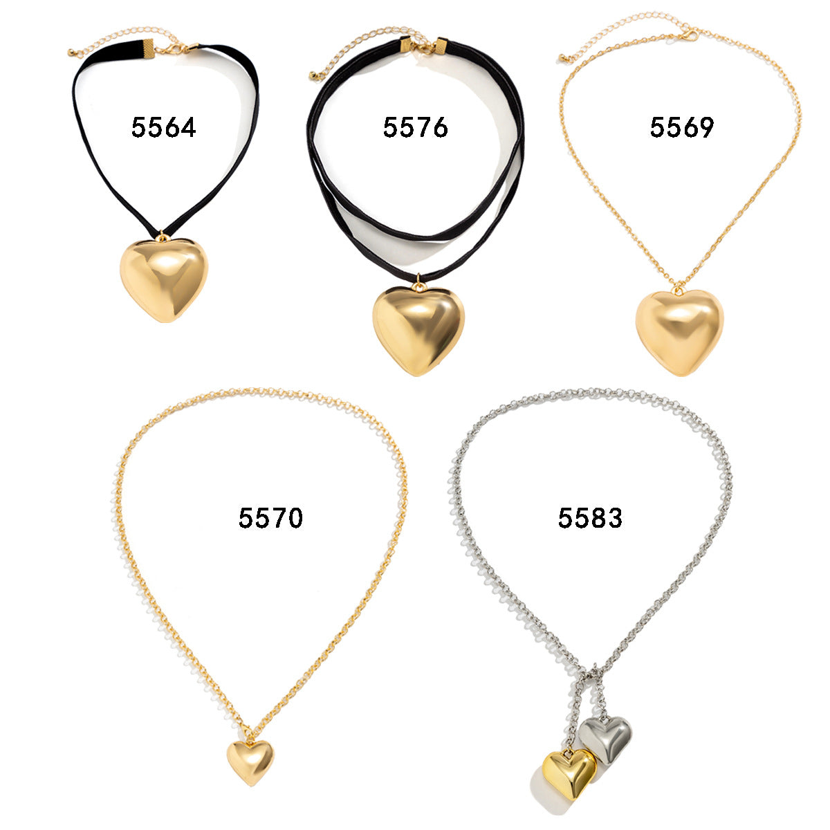 Cool Exaggerated Big Heart Simple Long Necklaces
