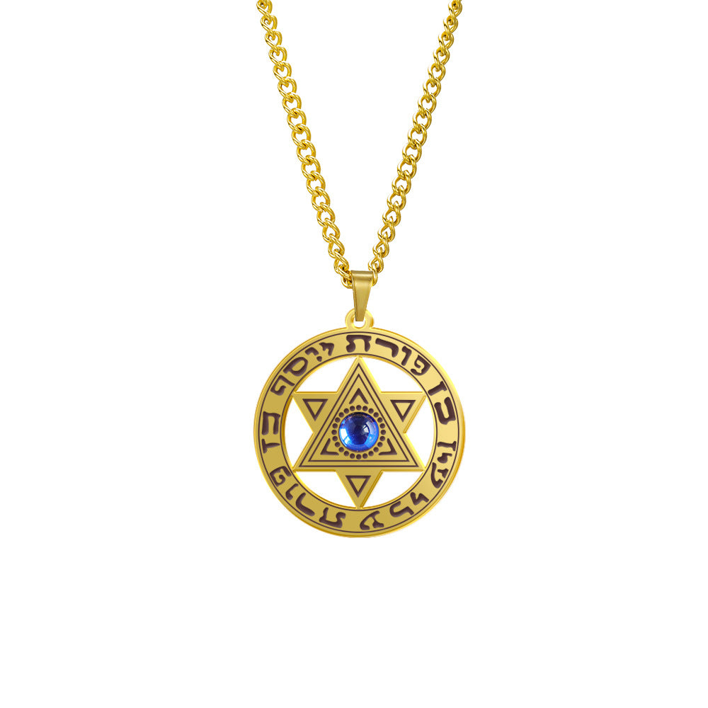 Men's Angel Devil Eye Stainless Steel Blue Diamond Necklaces