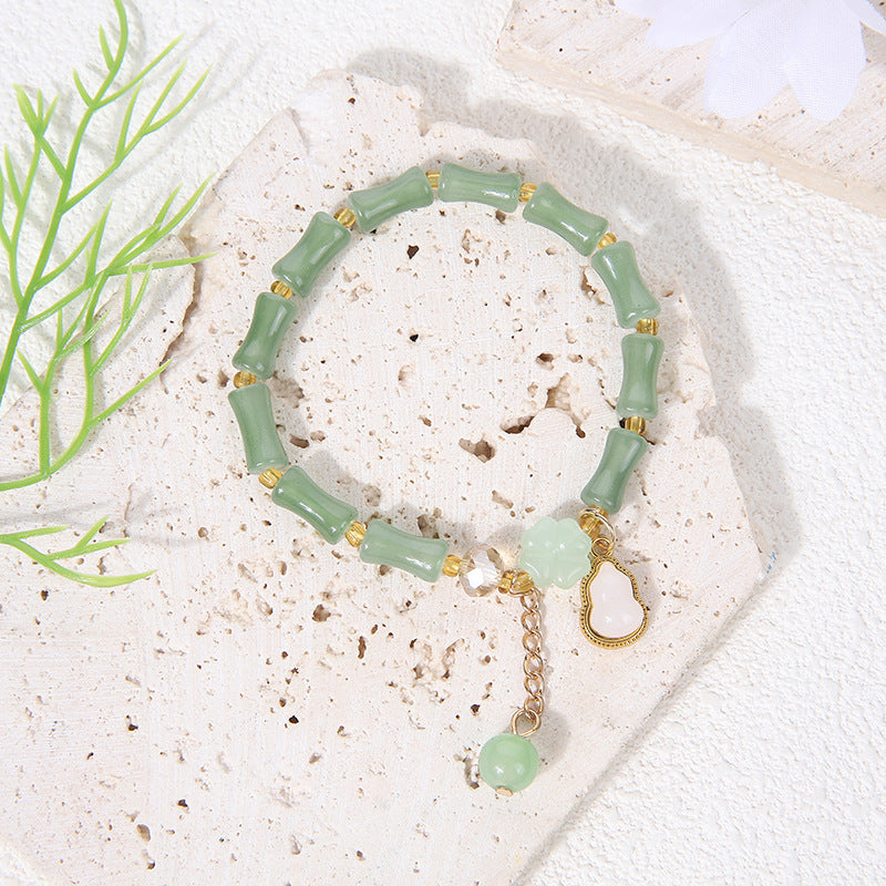 Bamboo Imitation Aventurine Festival High Peace Buckle Jade Bracelets