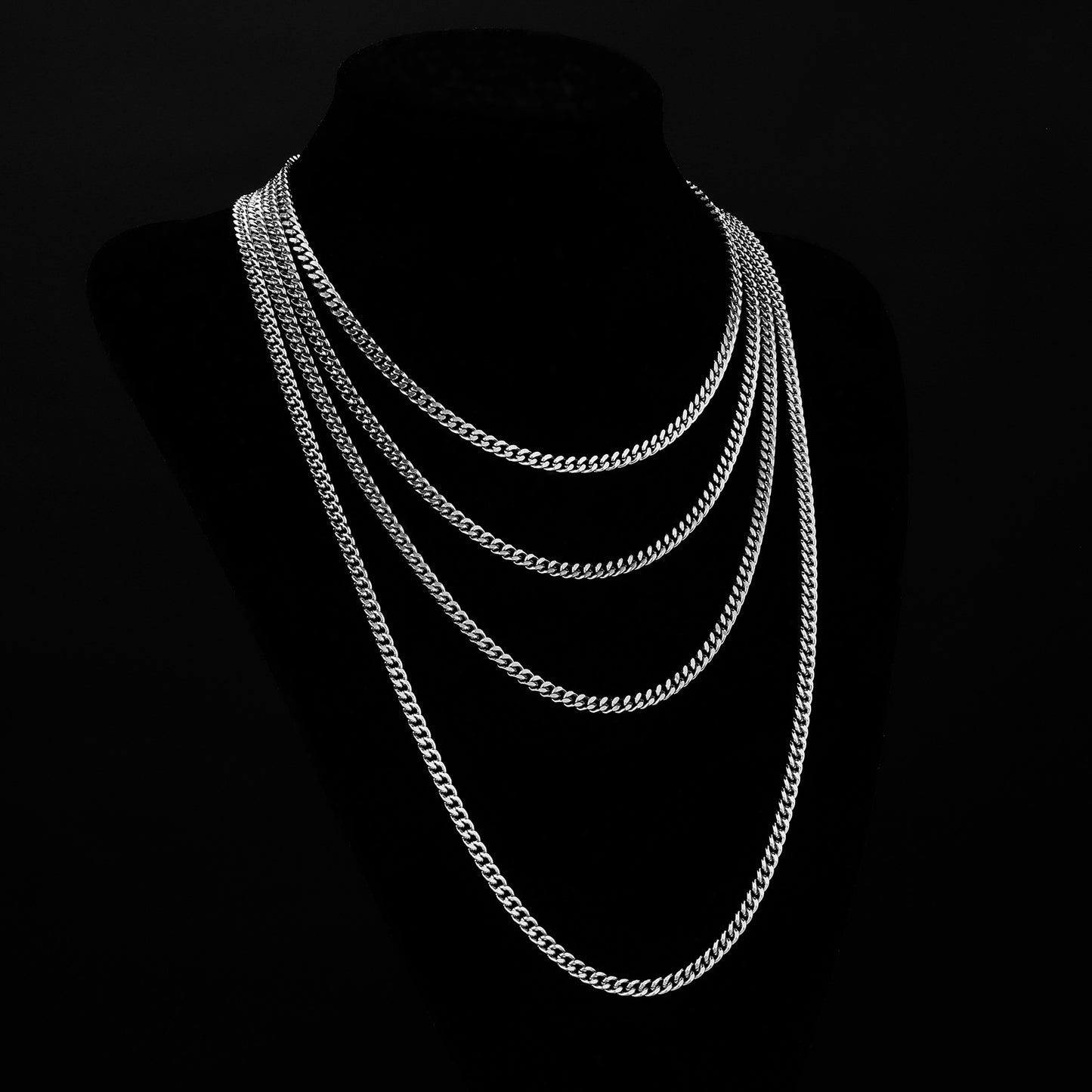 Men's Hop Six-sided Grinding Stainless Steel Cuban Link Necklaces