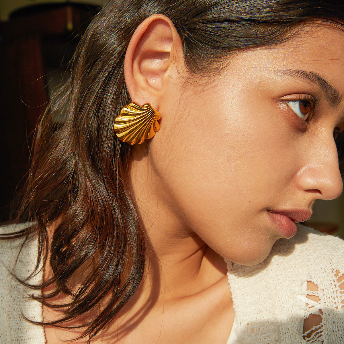 Summer Shell Series Stainless Steel Beach Earrings