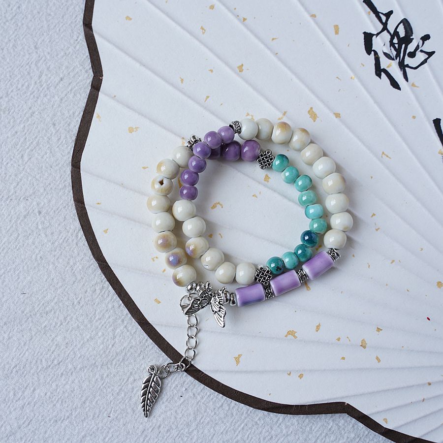 Women's Ceramic Ornament High-grade Hand-woven Chinese Bracelets