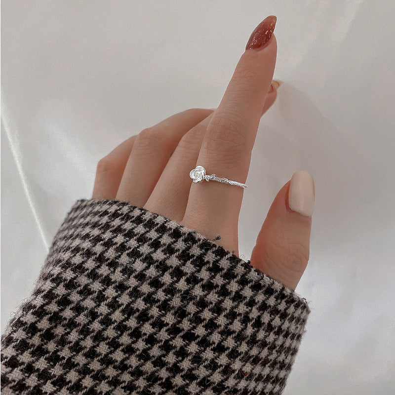 Ning Three-dimensional Rose Open Super Sweet Rings