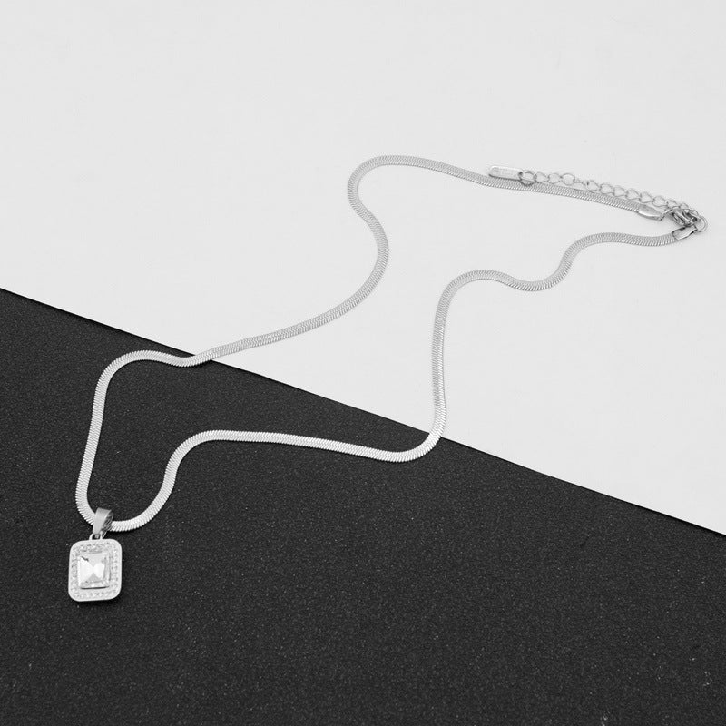 Women's Square Zircon Snake Bone Fashion Simple Light Luxury Clavicle Necklaces