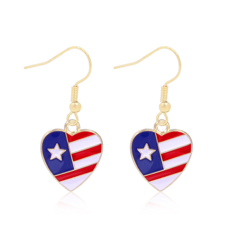 Alloy Dripping Oil Stars Stripes National Rings
