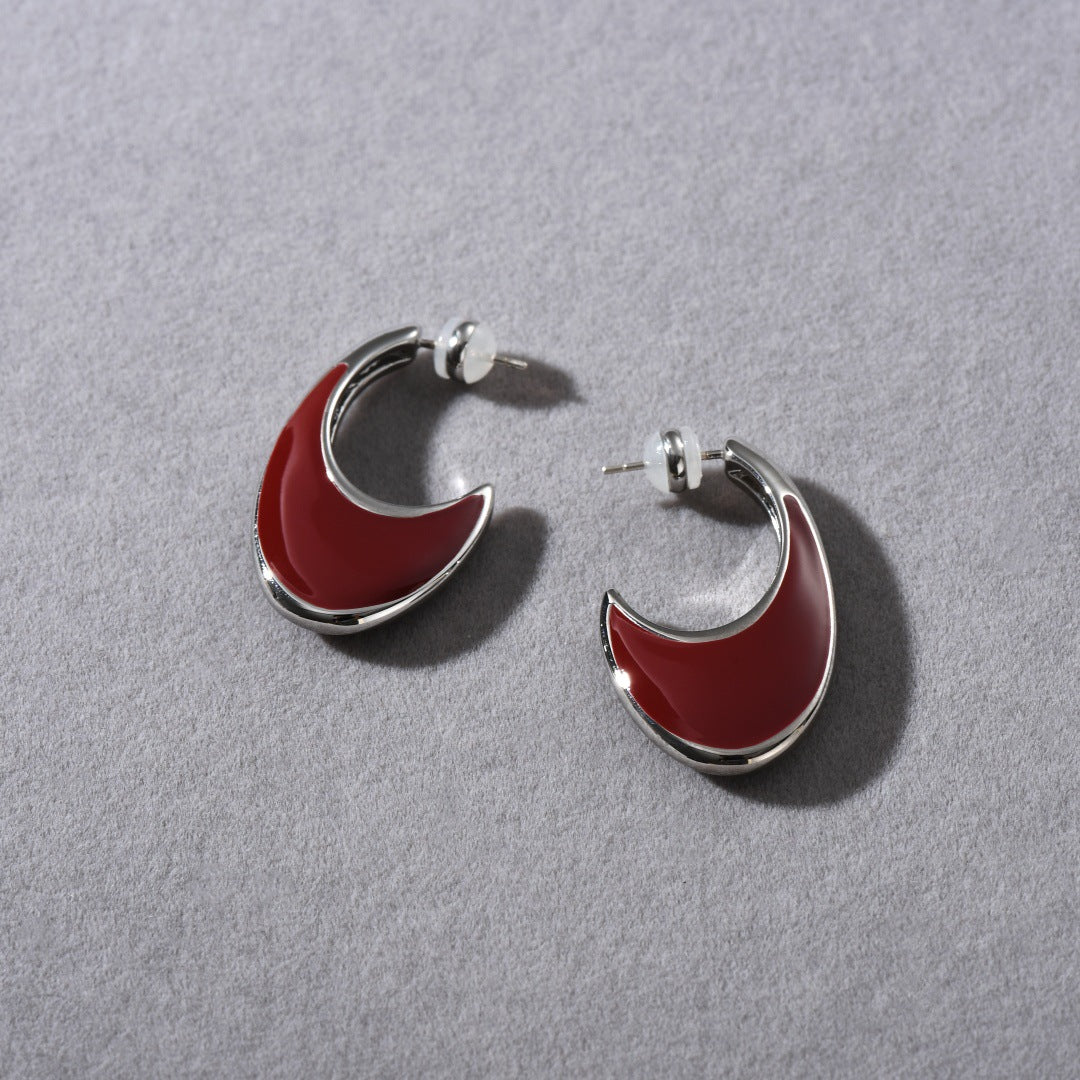 Gold Plated Black Drip Glazed Sier Earrings