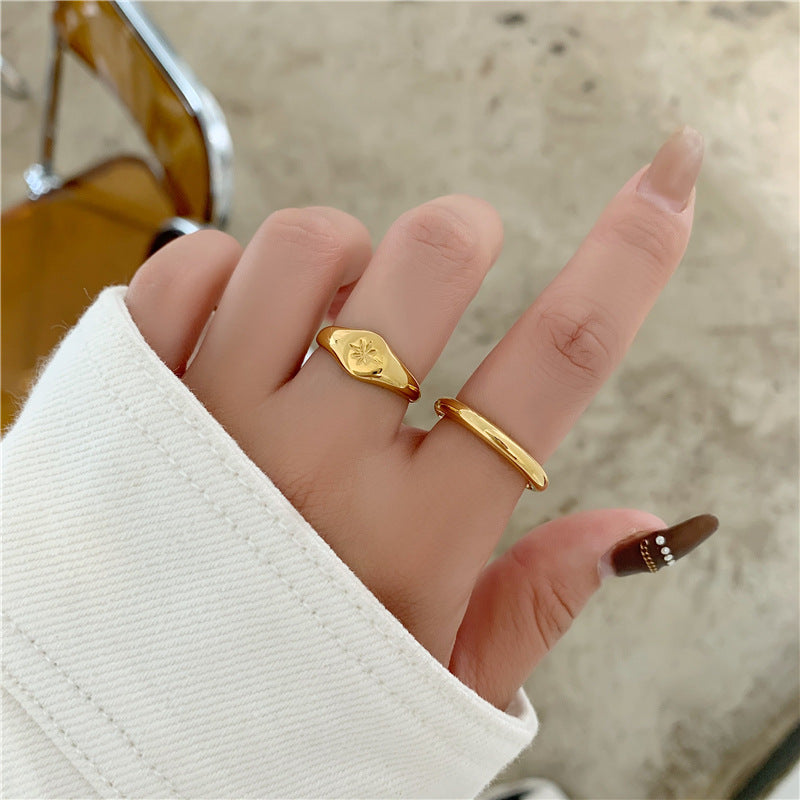Women's Stainless Steel Aperture Fashion Personality Simple Rings