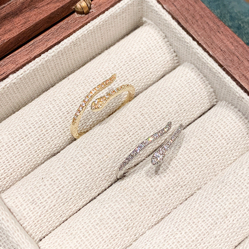 Spirit Snake Zircon Simple Female Design Unique Light Rings