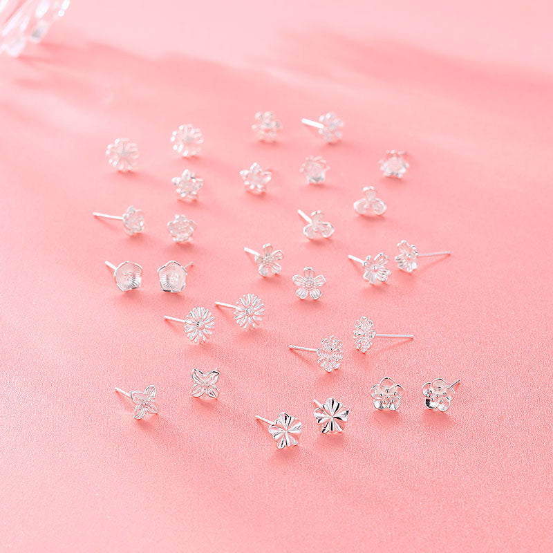 Sier Pure Flower Summer Simple Design Earrings