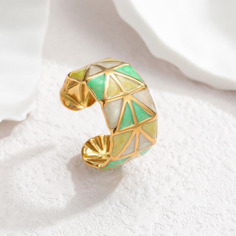 Geometric Irregular Lines Drip Open Fashion Titanium Rings