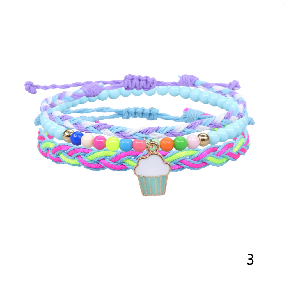 Dessert Series Woven Colorful Beads Wax Bracelets