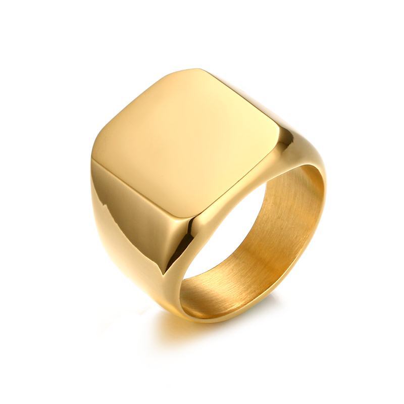 Men's Stainless Steel Simple Nude Square Titanium Rings